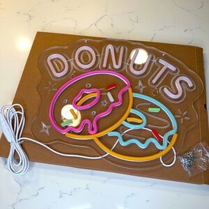 Neon Donuts Party Sign - Pink, Yellow, Blue